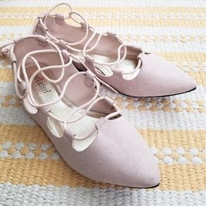 New Pink Lace-up Flats